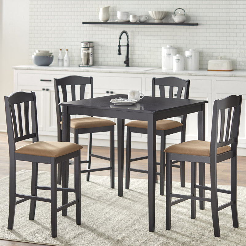 Ensemble repas à hauteur de comptoir pour 4 personnes, Noir