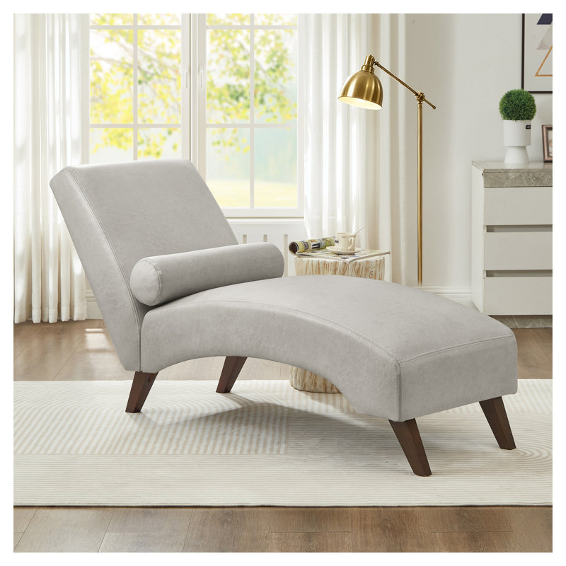 Chaise longue rembourrée avec coussin en cuir technique gris