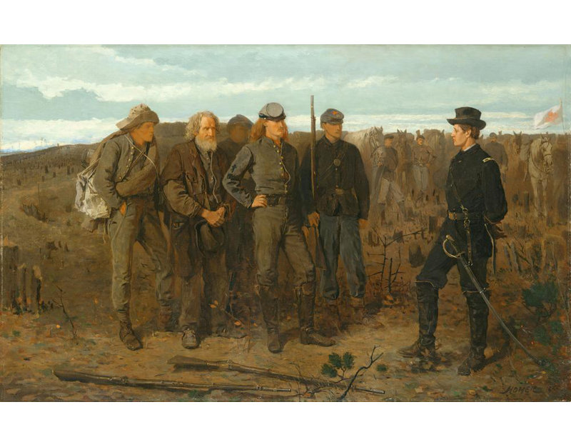 «Prisoners from the Front» par Winslow Homer - Art mural sur toile tendue avec châssis, H 18 po x l 14 po