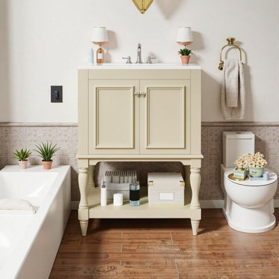 Meuble-lavabo 24 po avec lavabo et rangement en céramique