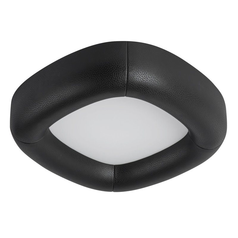Folio 15-in Black dimmable LED Flush Mount, Antique Brass