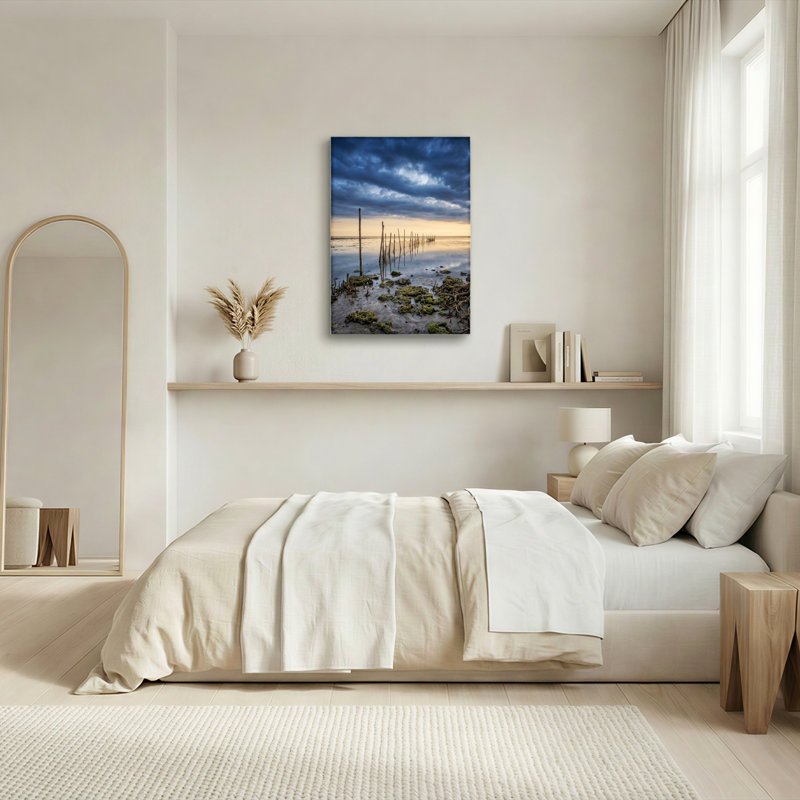 Art mural sur toile Gallery Wrap pour le salon, la chambre à coucher, le bureau ou le vestibule - décoration murale décorative avec marais coucher de soleil