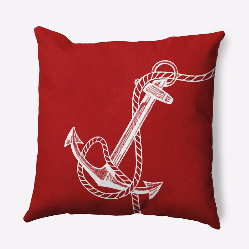 Nautical Nights Anchor & Rope Square Pillow Cover & Insert, Square 16" H x 16" W, Red