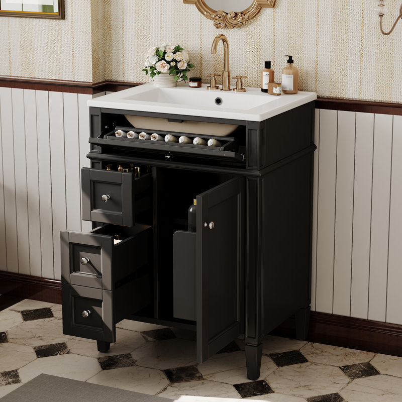 Meuble-lavabo de salle de bain, Black, Black