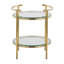 Table d'appoint contemporaine en métal doré et verre transparent