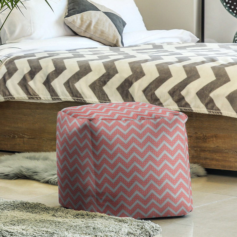 Upholstered Ottoman, Dark Red