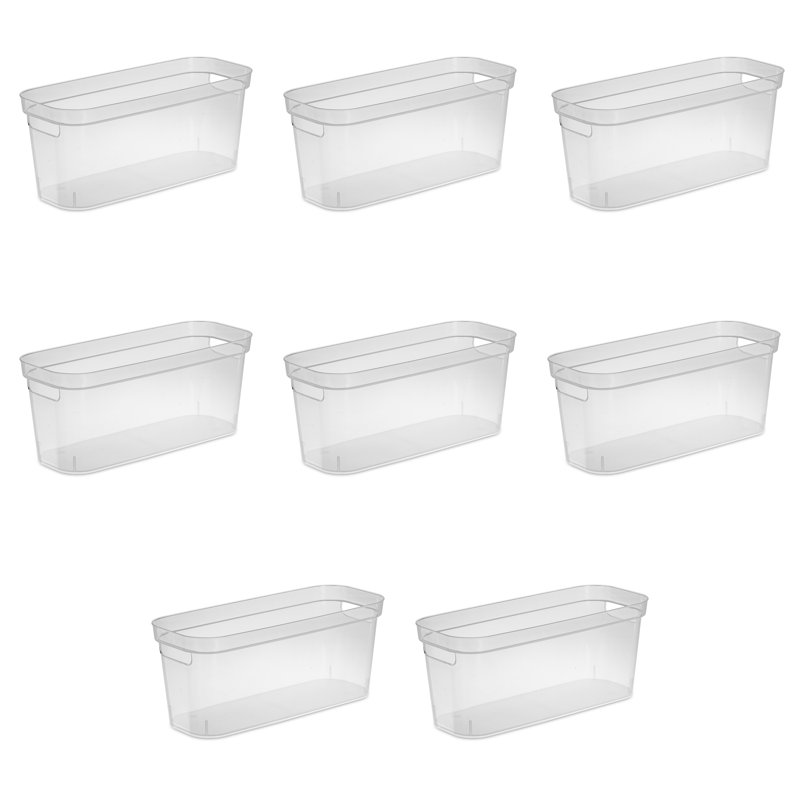 Sterilite Narrow Storage Bin with Handles, Container to Organize Shelving, Closets, and Countertops