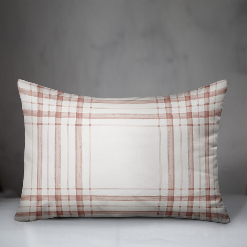 Plaid Outdoor Throw Pillow, Pink