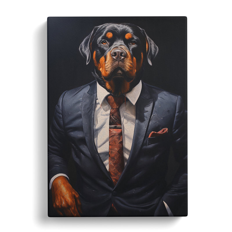 Rottweiler In A Suit No.2 - Wrapped Canvas Print, 60cm H x 40cm W x 3cm D
