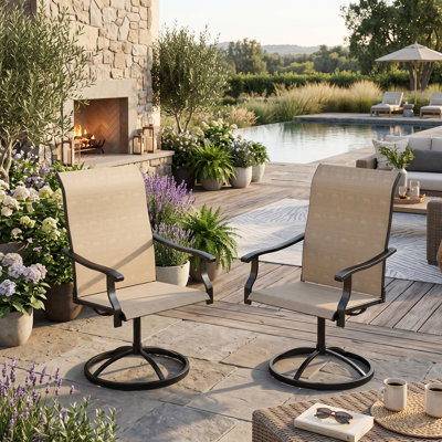 Ensemble de 2 chaises d'extérieur pivotantes pour le patio, la cour et le jardin