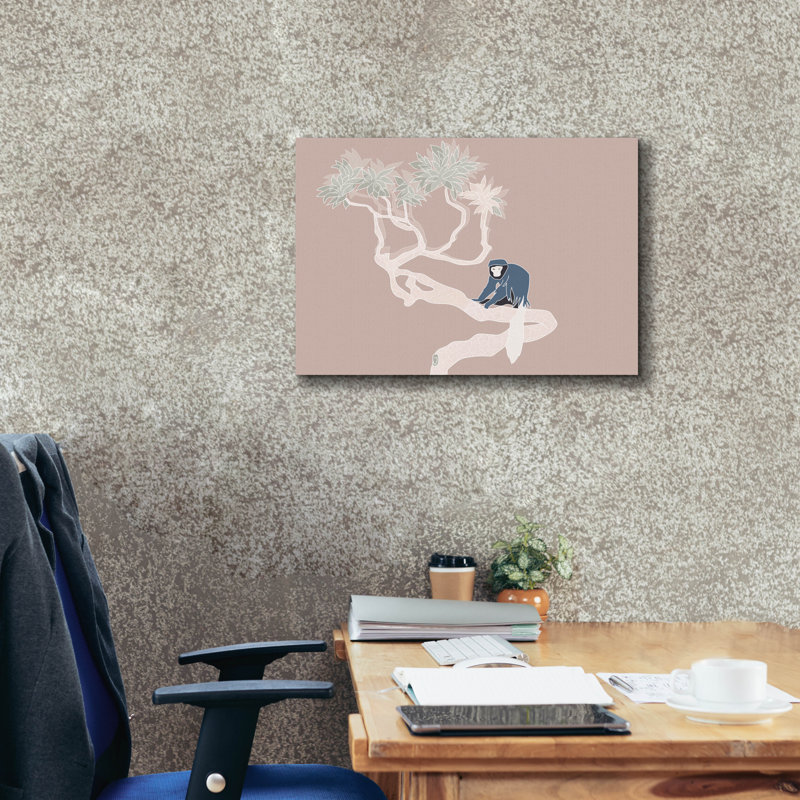 Épique graffiti «Vintage Tropics Monkey On A Branch» par Sabrina Balbuena, art mural sur toile, 26 po x 18 po