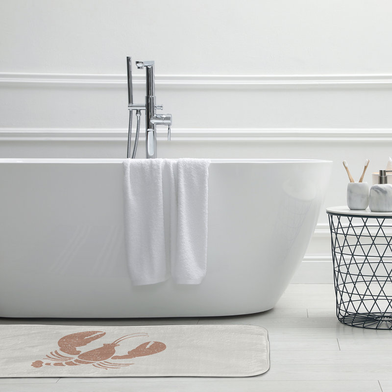 Tapis de bain Nautical Nights, L 17 po x L 24 po, Rose / blanc