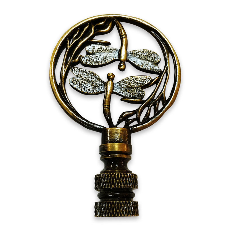 Faîteau de lampe filigree à survol double dragon, Laiton antique