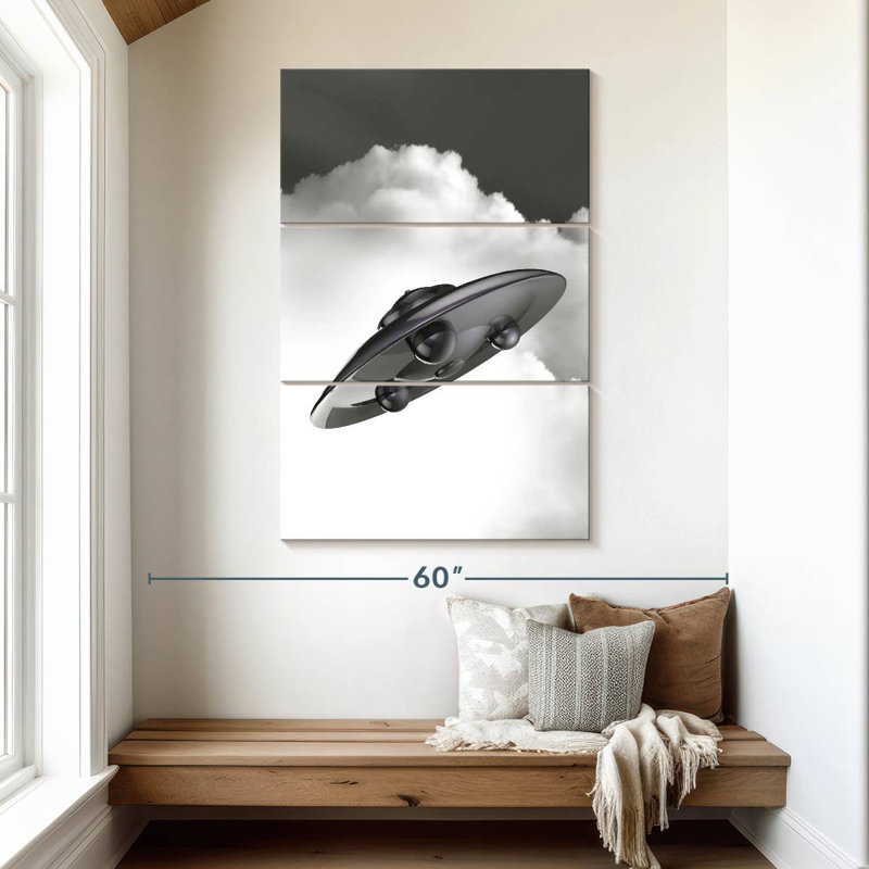 Kelan Flying Saucer In The Clouds, 32" H x 20" W