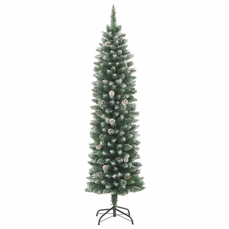Artificial Slim Christmas Tree with 300 LEDs Green, 180cm H