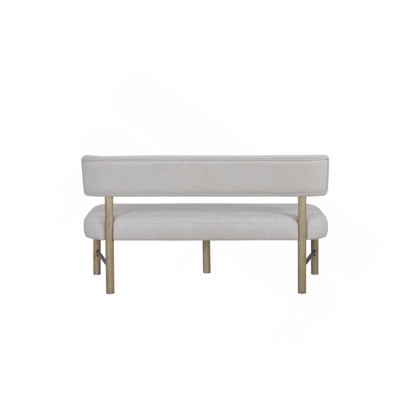 Upholstered Dining Bench With Backrest Featuring Soft Durable Neutral Fabric Seat And Backrest