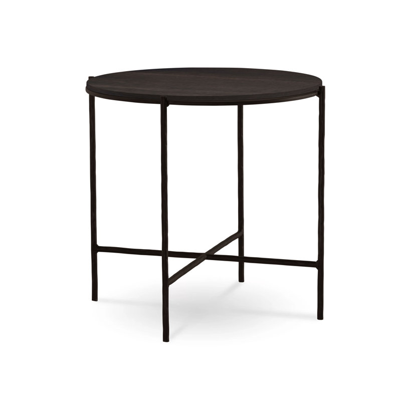 Anna Solid Wood End Table, Textured Black, Raven
