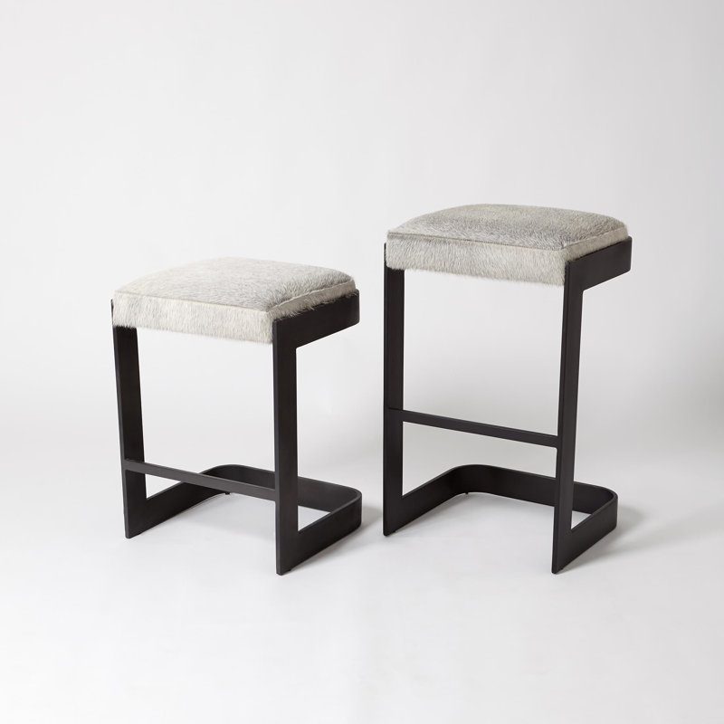 Upholstered Stool with Metal Frame