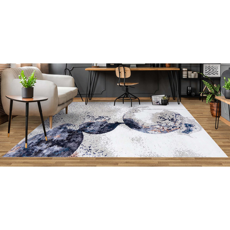 Tapis argenté et multicolore noué à la main de haute qualité, Rectangle 5 pi x 8 pi