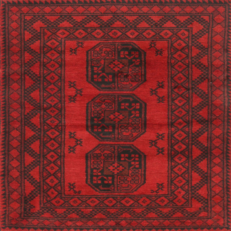 Tapis beige traditionnel/crème/noir, Carré 3 pi