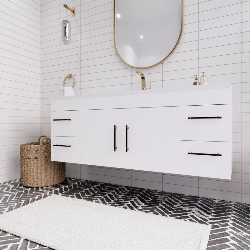 Spring 59.06'' Single Bathroom Vanity with Acrylic Top, Gloss White