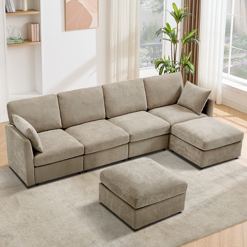 Canapé modulaire 110 po rembourré modulaire moderne, Chenille kaki