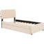 Twin Upholstered Platform Bed With Trundle, Made Of Beige Fleece Trundle In Enchanting-452072386-452072396