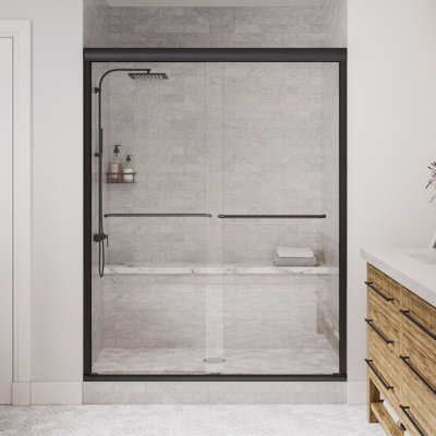 Porte de douche coulissante en verre trempé transparent sans cadre de 6 à 60 po x 76 po Strada Light
