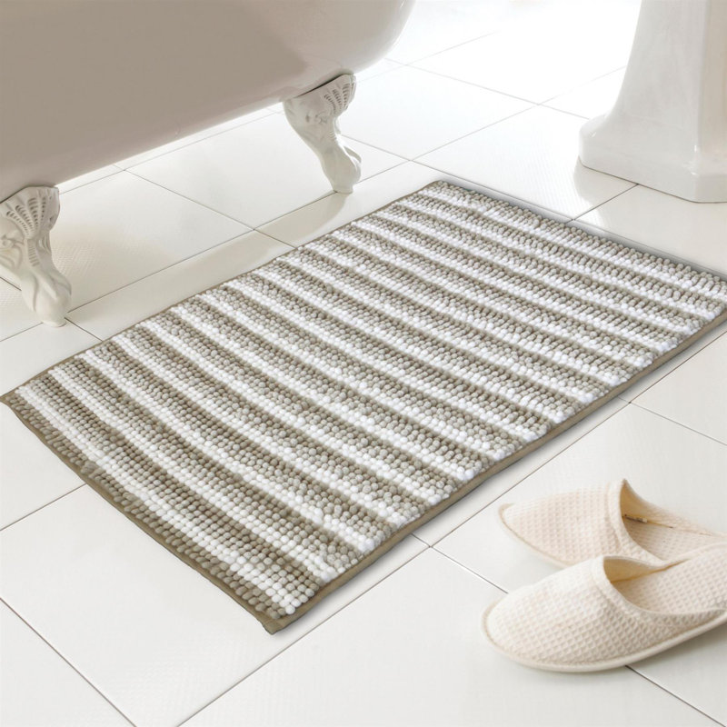 Bath Mat, Beige Striped
