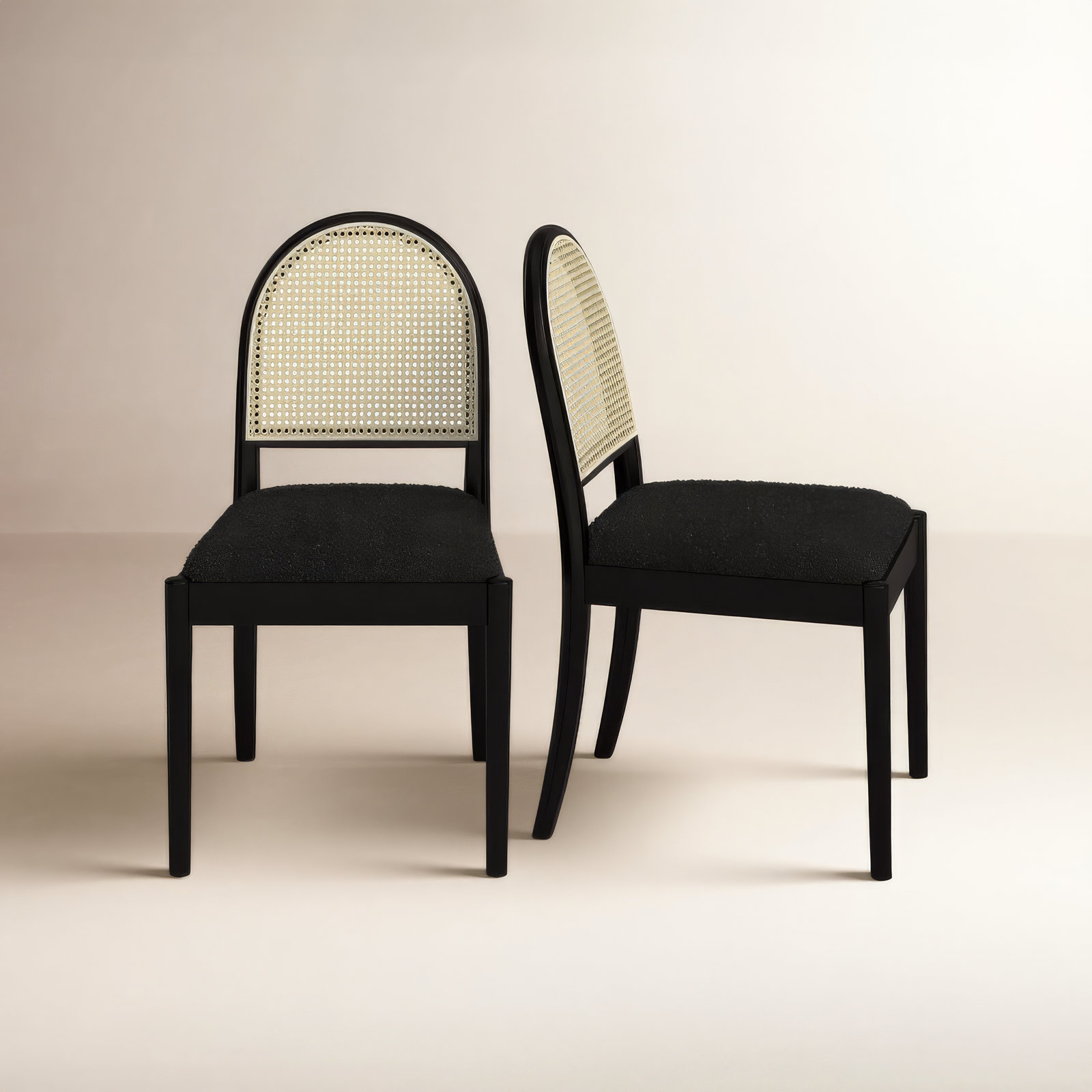 Cossette Upholstered Dining Chair, Black Boucle, Black Boucle