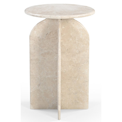 Arden Side Table In Modern Light Cream Italian Marble by Orren Ellis