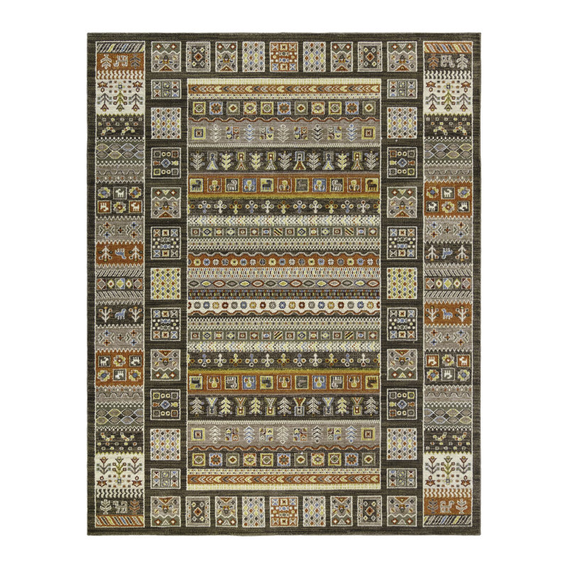 Tapis brun / brun clair Kifer Thane, Rectangle 6 pi 6 po x 9 pi 6 po