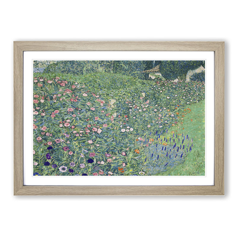 Italian Garden by Gustav Klimt - Picture Frame Painting, 27cm H x 36cm W x 2cm D, Oak