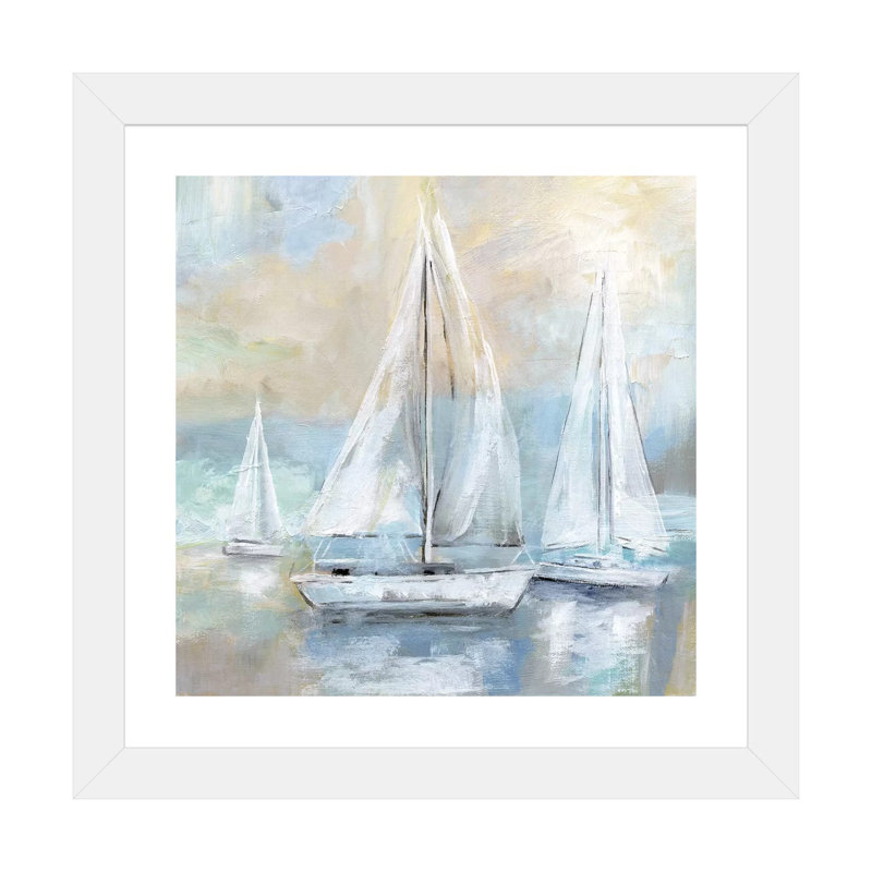 «Sail Away» - Impression sur papier avec cadre flottant, H 24 po x l 24 po x p 1 po, Papier beaux-arts encadré blanc