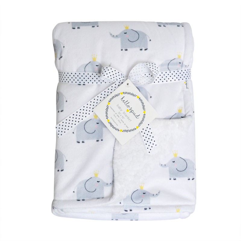 Couverture en peluche éléphant, Gris / blanc