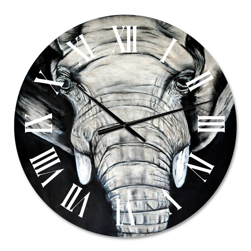 Le portrait d'un éléphant d'Afrique - Horloge murale de ferme, Surdimensionné
