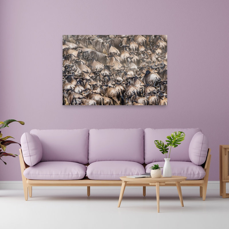 «Wildebeest», reproduction d'art abstraite, animal contemporain, H 40 po x l 60 po