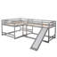 Lit superposé en L pour lit double et simple avec glissière et échelle courte, gris-836238606