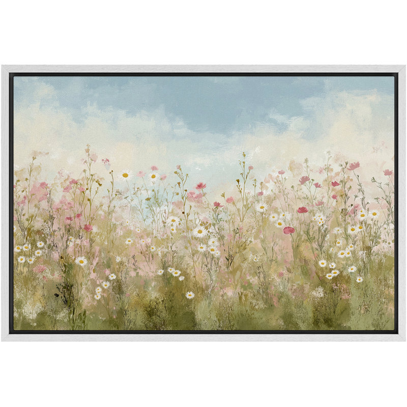 "Fresh Wildflower Field with Daisies" - très grande impression sur toile encadrée, H 16 po x l 24 po x P 1,5 po