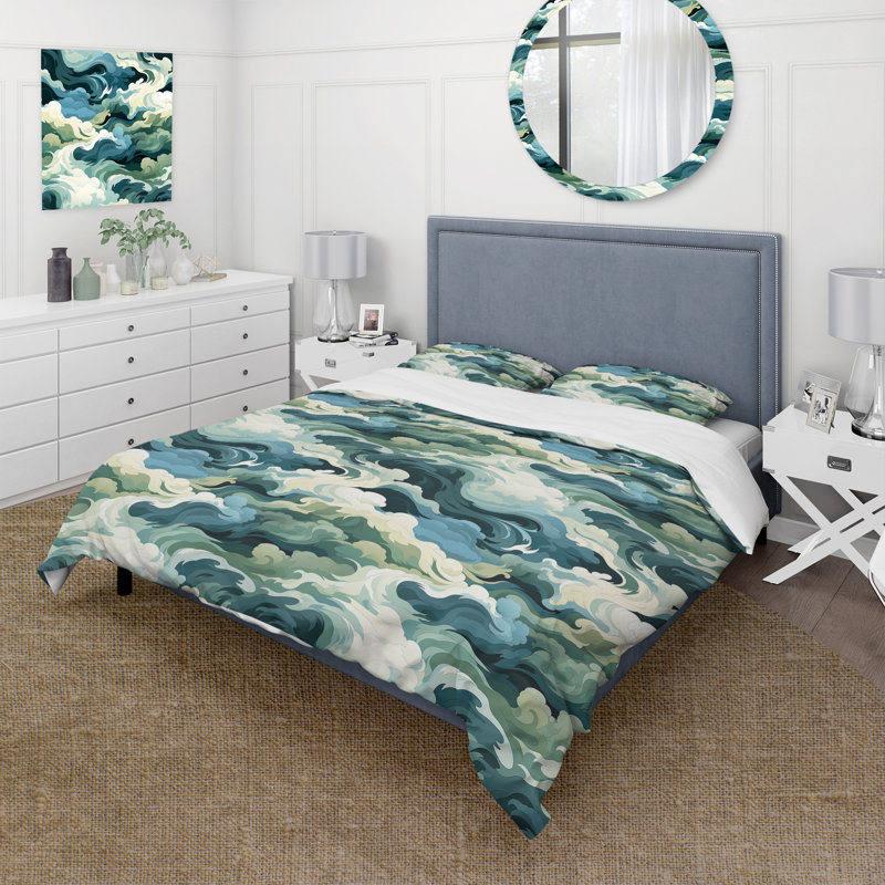Ensemble de housse de couette Green Nomad Camo Elegance II - Camouflage, Housse de couette pour grand lit et 2 taies décor