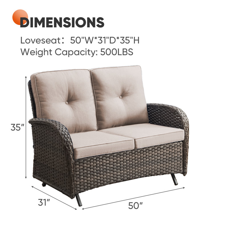 Fauteuil coulissant avec coussins 50 po Braxleigh, Beige, Brun