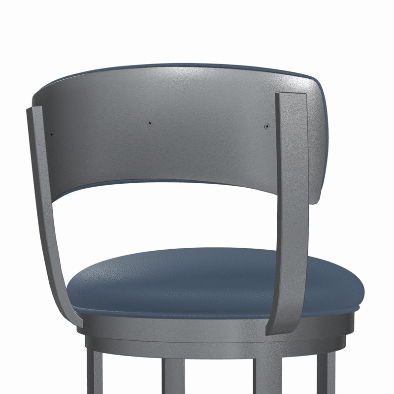 Swivel Upholstered Counter Stool with Metal Frame, Counter Stool (26" Seat Height), Midnight Blue, Lustrous Siver White