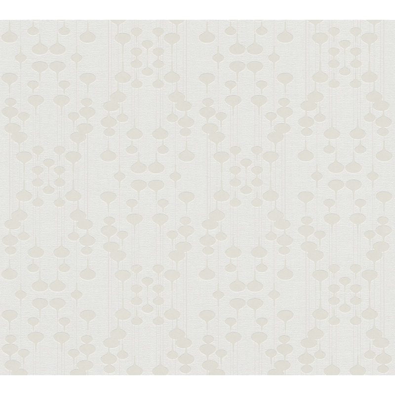 Egemen 10.05m x 53cm Metallic Finish Peel & Stick Wallpaper Roll, White/Beige