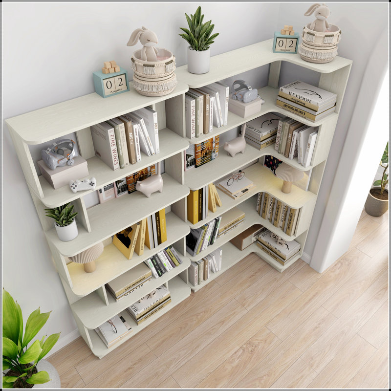 Bibliothèque d'angle polyvalente et peu encombrante avec combinaison libre et extensible, ensemble de 2, plusieurs configurations et options de couleurs