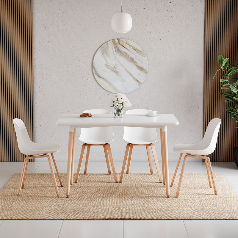 Braydon Beech Solid Wood Base Dining Table, White