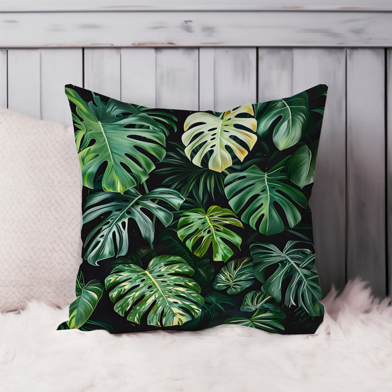 Animals William Morris Birds Damask Pattern I Cottage, 18" H x 18" W, Botanical Monstera Leaves Pattern IV Tropical