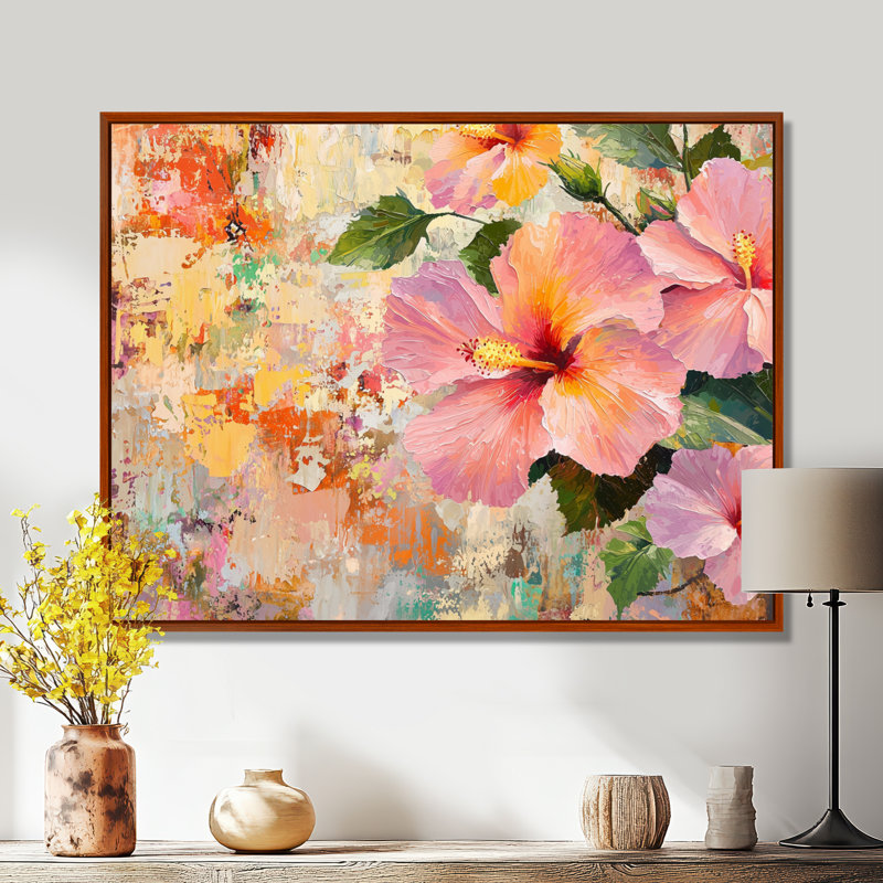 Hibiscus en fleurs au Mexique - salon d'art mural Hibiscus, H 34 po x l 44 po, Brun