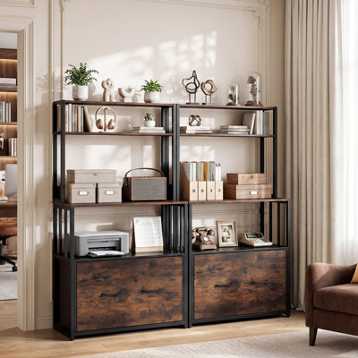 Vertical Filing Cabinet with Bookshelf for A4 & Letter
