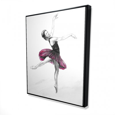 Small Pink Ballerina Print On Canvas