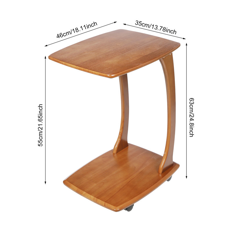 C-Shaped Side Table With Wheels 18.11(W)*13.78(D)*24.8(H)INCH, Walnut
